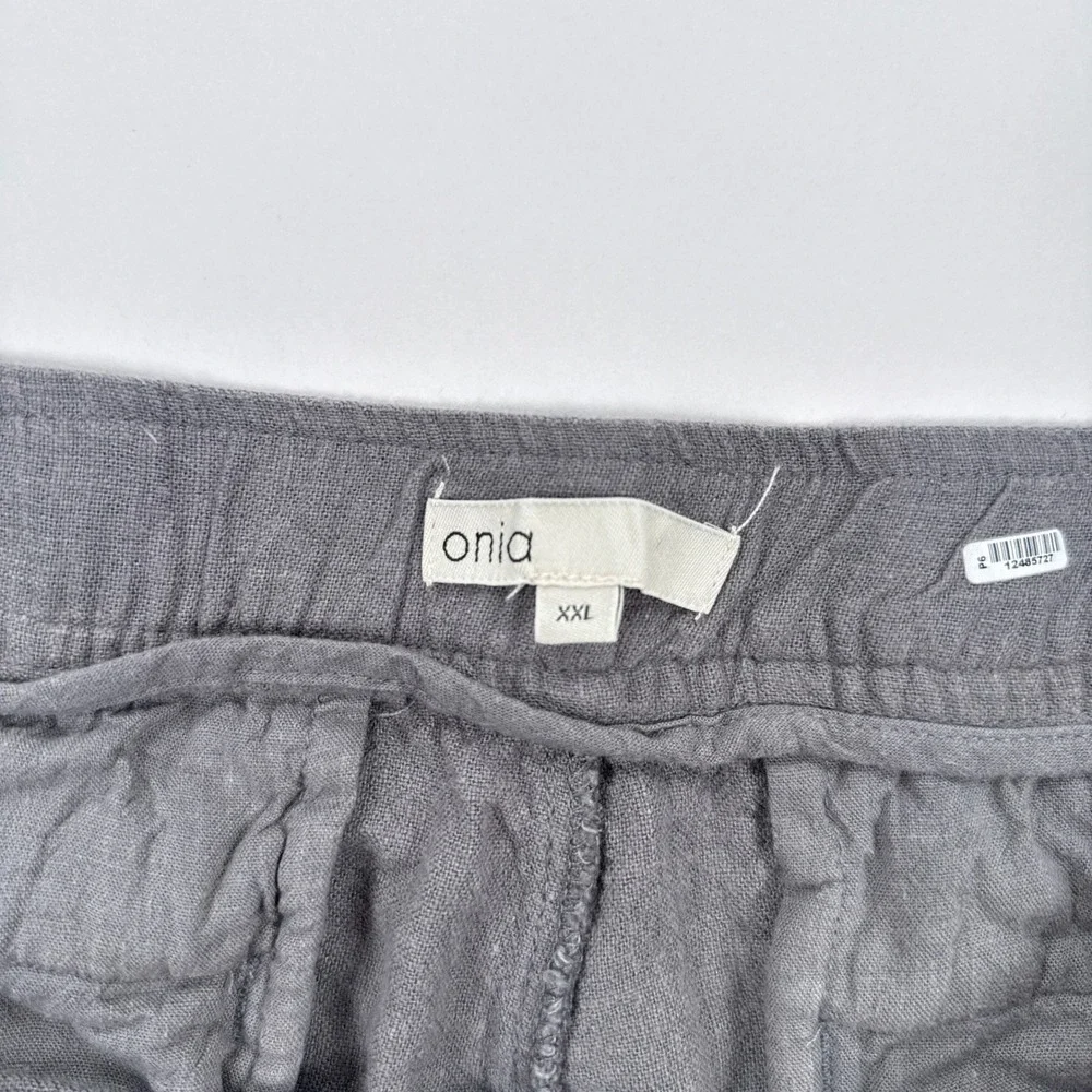 Onia Linen Blend Pants Mens XXL Grey Straight Leg Coastal Resort Summer Relaxed